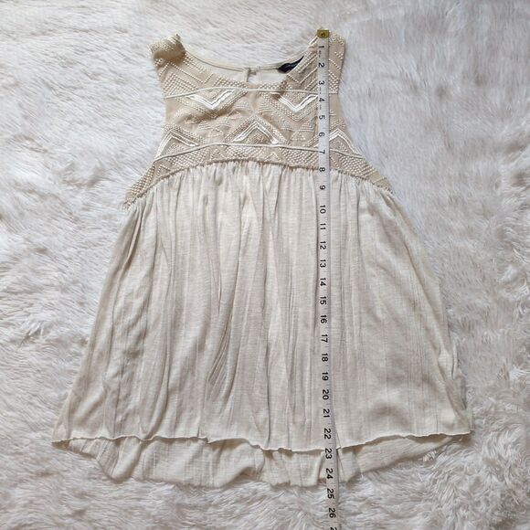 American Eagle Embroidered Tank Top Size Medium Ivory Cream Flowy Boho Festival - Picture 10 of 10